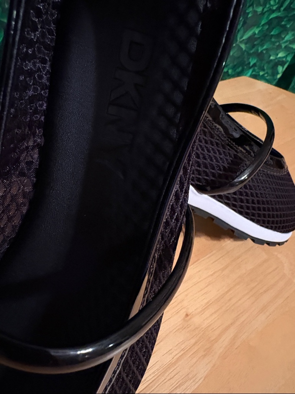 Dkny Black Mesh Ballet Flats with Patent Mary Jane Strap - Picture 2 of 6